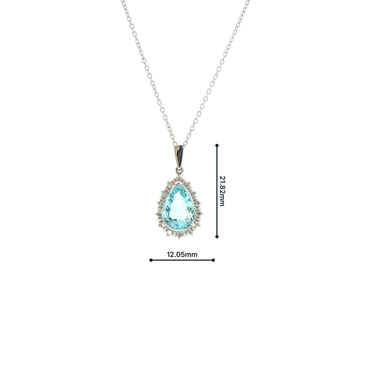 Vintage Aquamarine and Natural Diamond Pear Cluster Pendant and Chain in Platinum