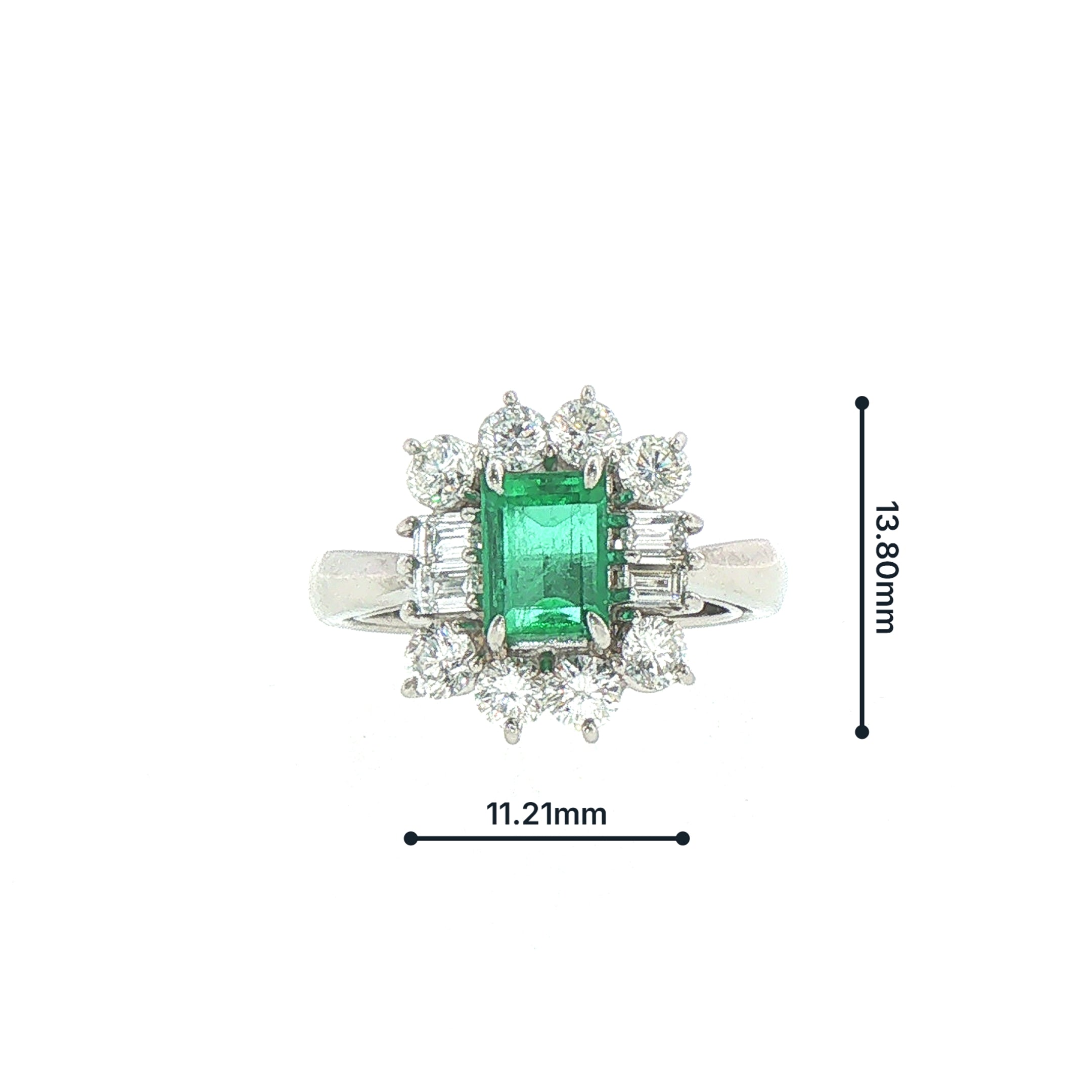 Platinum 0.83ct Emerald and Natural Diamond Halo Cocktail Ring