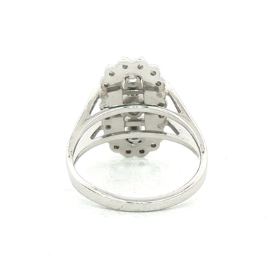 0.45ct Natural Diamond Oval Shape Antique Style Cocktail Ring Set in 18ct White Gold