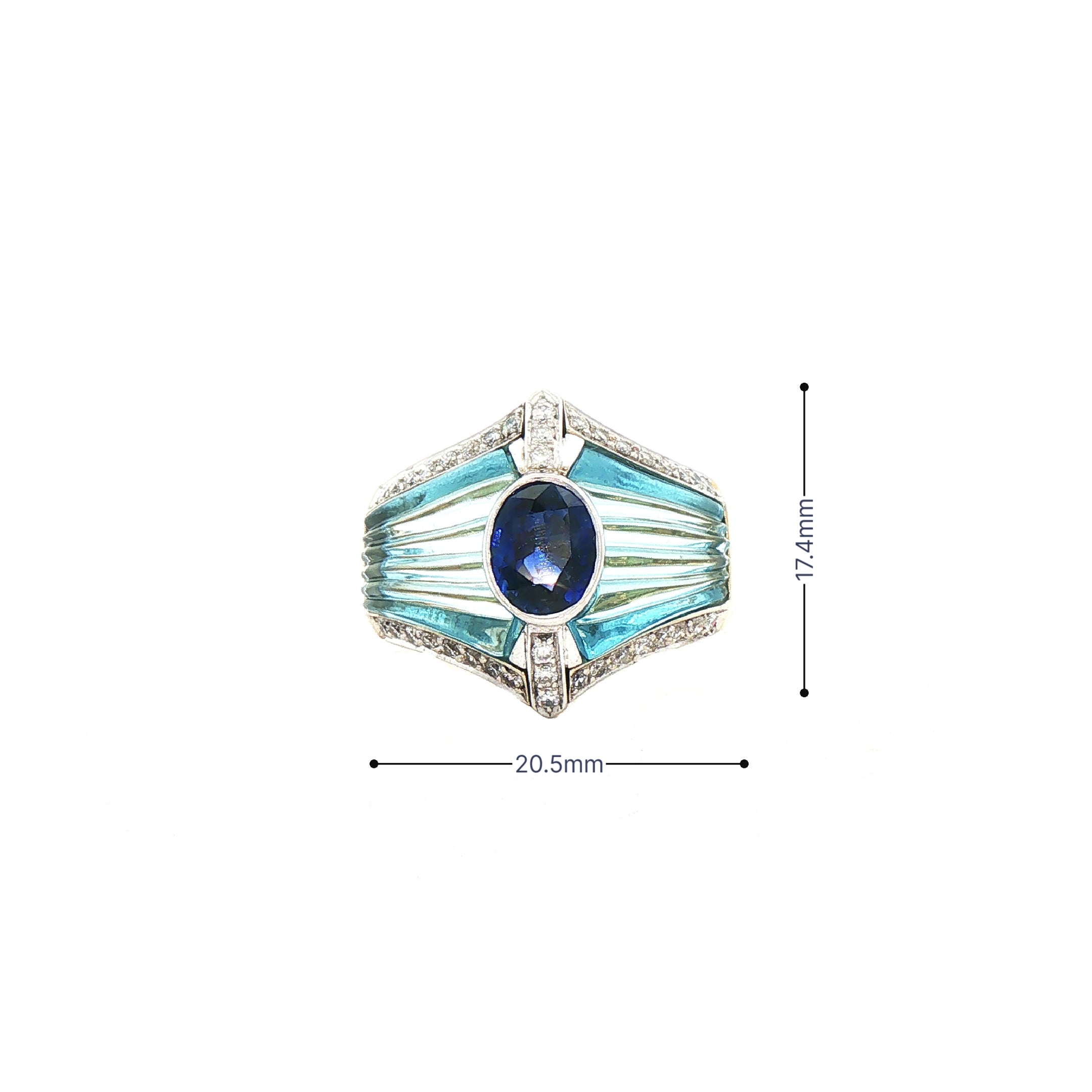 18ct Yellow Gold Vintage Deep Blue Sapphire and Aquamarine Dress Ring with Natural Diamonds