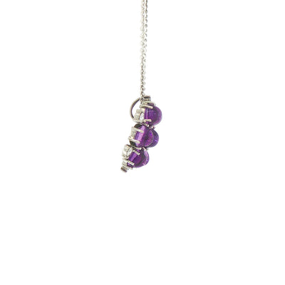Vintage Natural Amethyst and Diamond Cabochon Cut Pendant