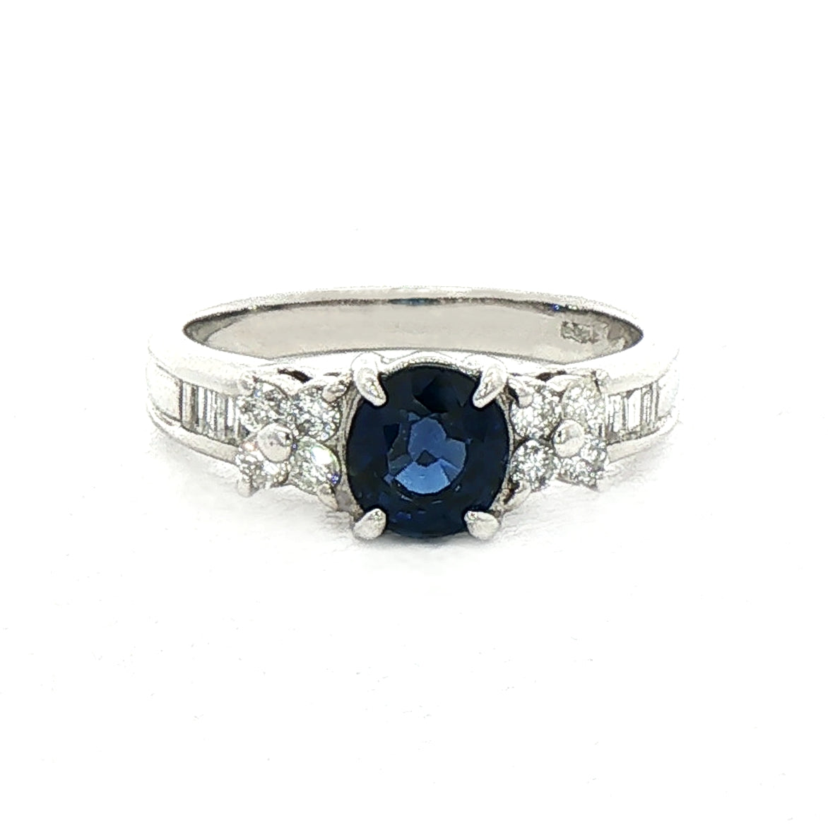1.07ct Oval Cut Sapphire & 0.36ct Natural Diamond Multi Stone Ring in Platinum