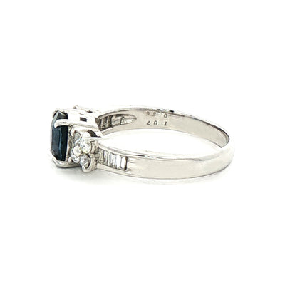 1.07ct Oval Cut Sapphire & 0.36ct Natural Diamond Multi Stone Ring in Platinum