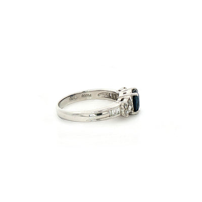 1.07ct Oval Cut Sapphire & 0.36ct Natural Diamond Multi Stone Ring in Platinum