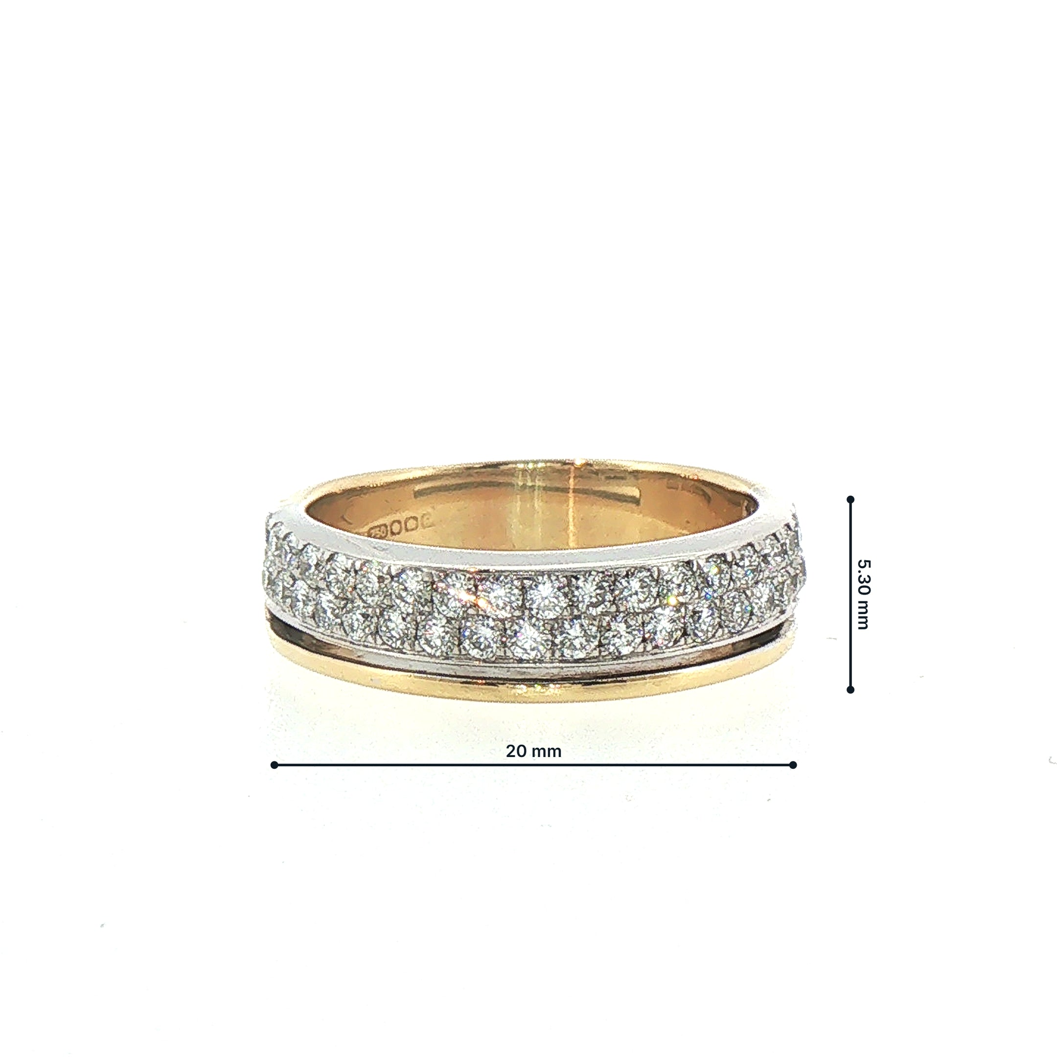 0.60ct Natural Diamond Double Row with Gold Bar Ring 18ct Yellow and White Gold Ring