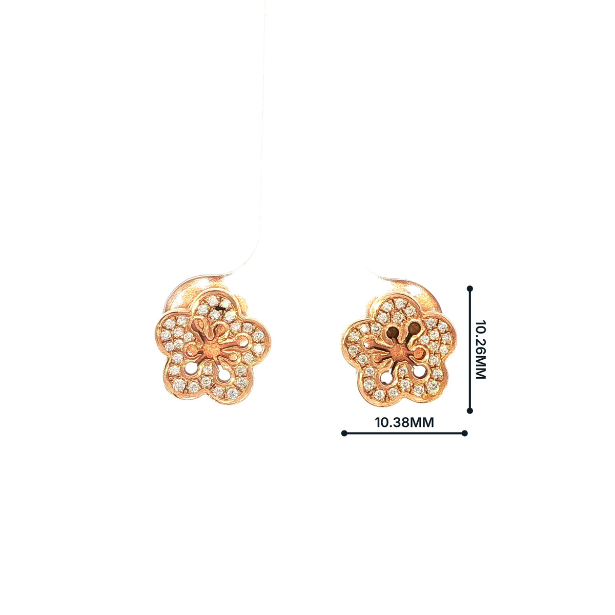 Flower Shape Natural Diamond Cluster Stud Earrings in 18ct Rose Gold