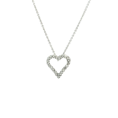 Natural Diamond Open Heart Charm Necklace in 18ct White Gold