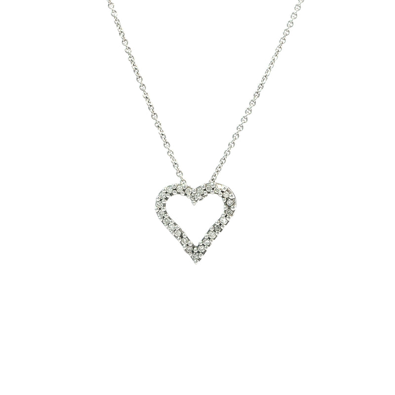 Natural Diamond Open Heart Charm Necklace in 18ct White Gold