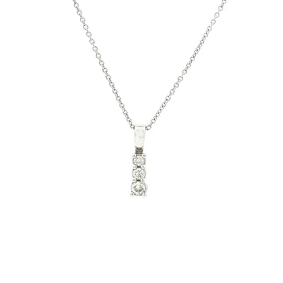 Vintage Three Stone Diamond Pendant in 18ct White Gold