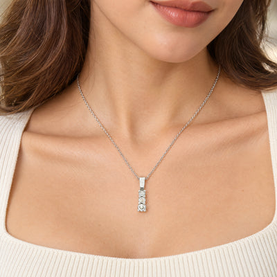 Vintage Three Stone Diamond Pendant in 18ct White Gold