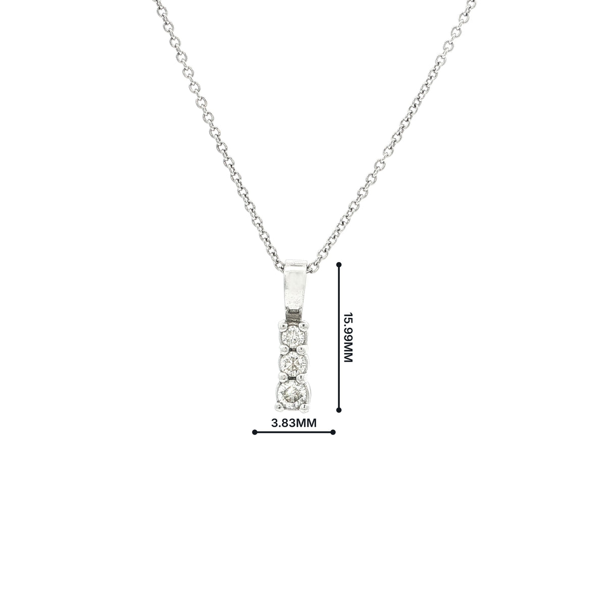Vintage Three Stone Diamond Pendant in 18ct White Gold