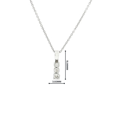Vintage Three Stone Diamond Pendant in 18ct White Gold