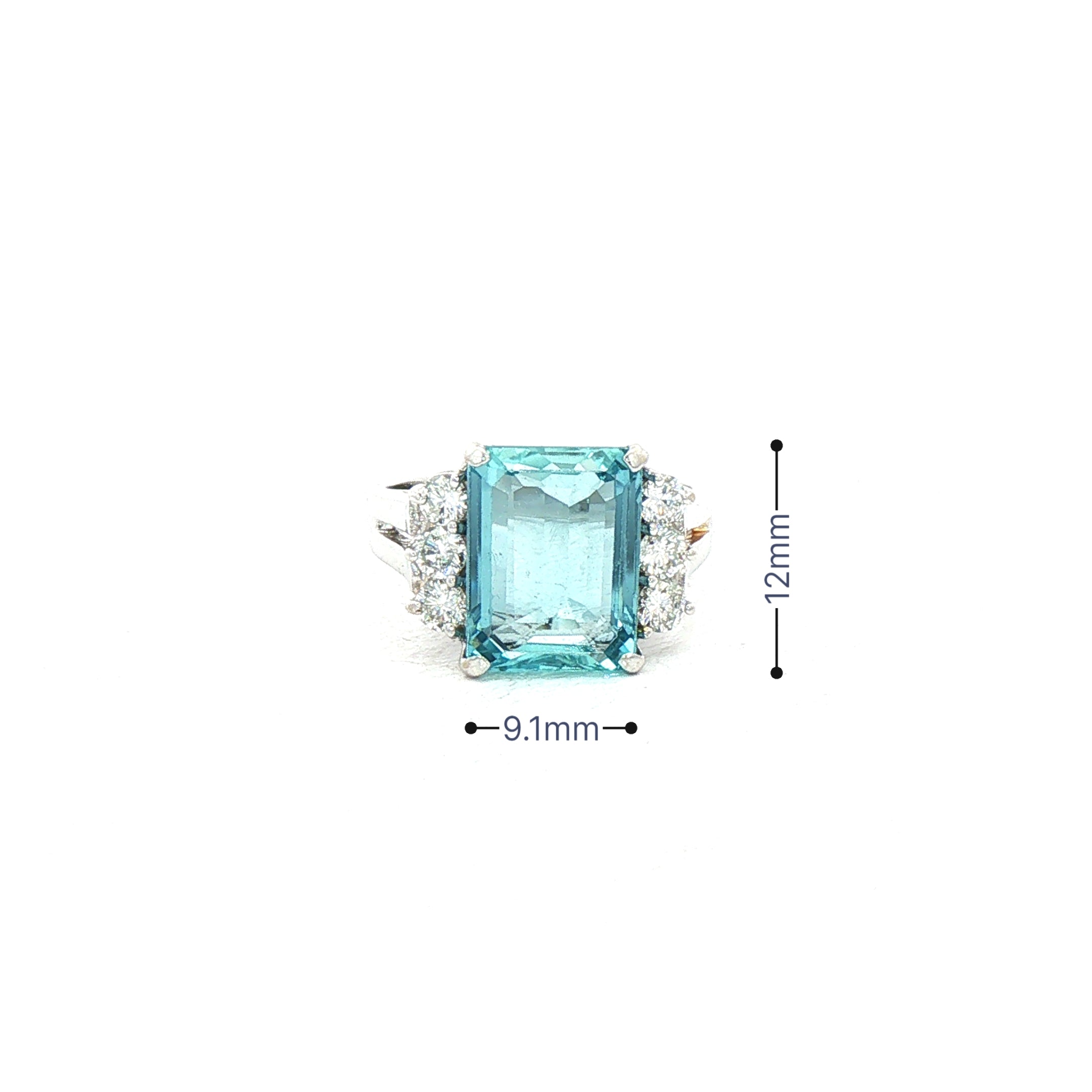 3.90ct Emerald Cut Aquamarine & 0.51ct Natural Diamond Side Stones in 18ct White Gold