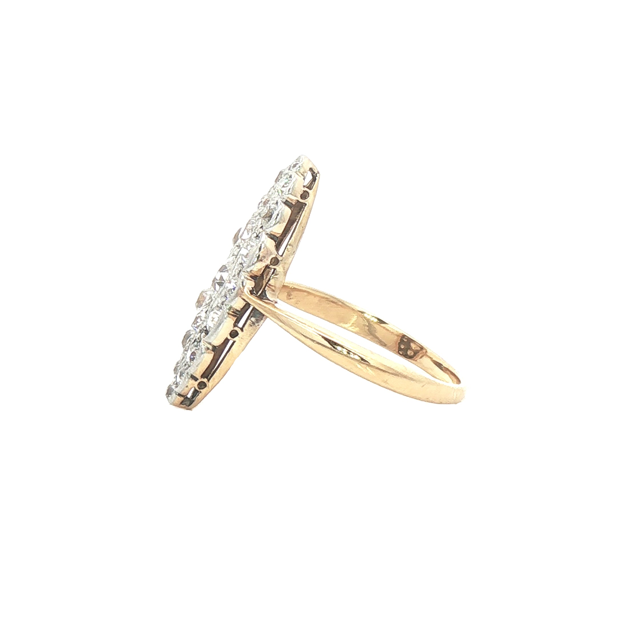 1.35ct Etw Marquise Shape Round Cut Diamond Cluster Ring Set In 18ct Gold