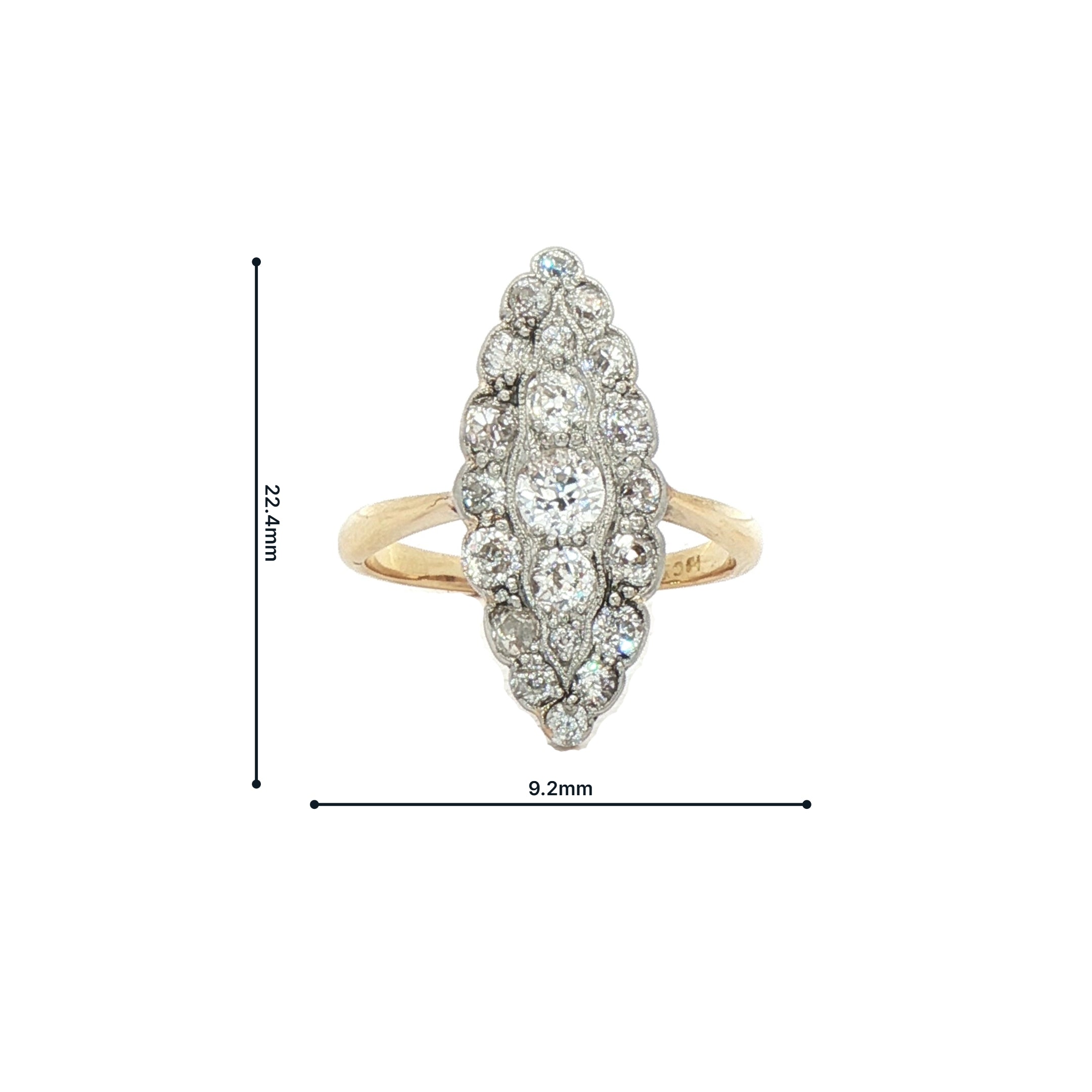 1.35ct Etw Marquise Shape Round Cut Diamond Cluster Ring Set In 18ct Gold