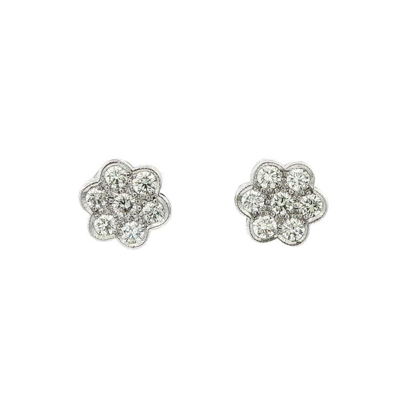 1ct Natural Diamond Vintage Rubover Flower Cluster Earring