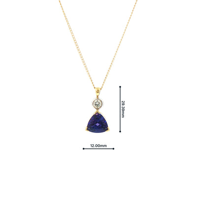 Vintage Tanzanite and Natural Diamond Pendant and Chain in 18ct Yellow Gold