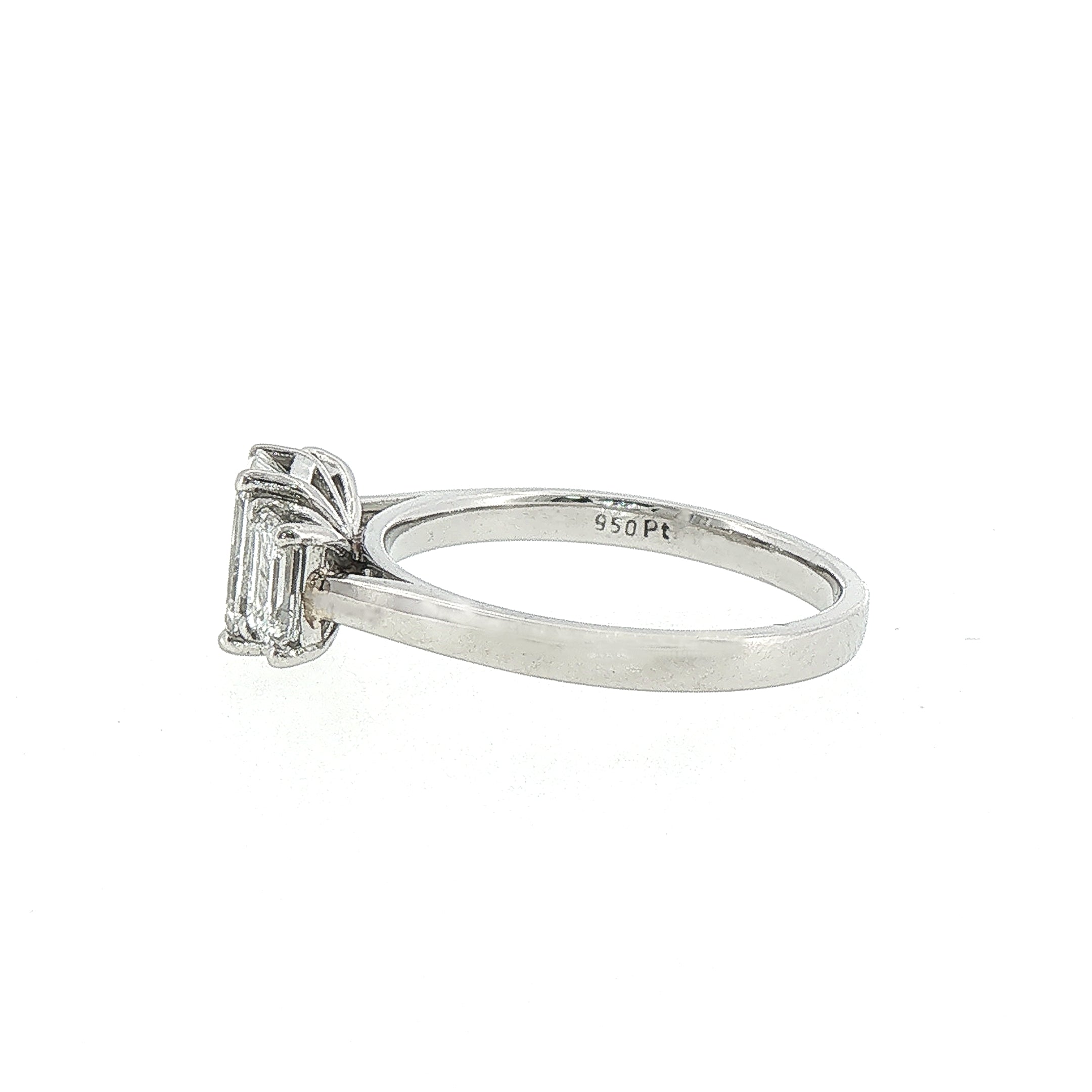 1.78ct E/F VS2 GIA Certified 3 Stone Emerald Cut Natural Diamond Ring Set in 18ct Platinum
