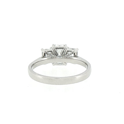 1.78ct E/F VS2 GIA Certified 3 Stone Emerald Cut Natural Diamond Ring Set in 18ct Platinum