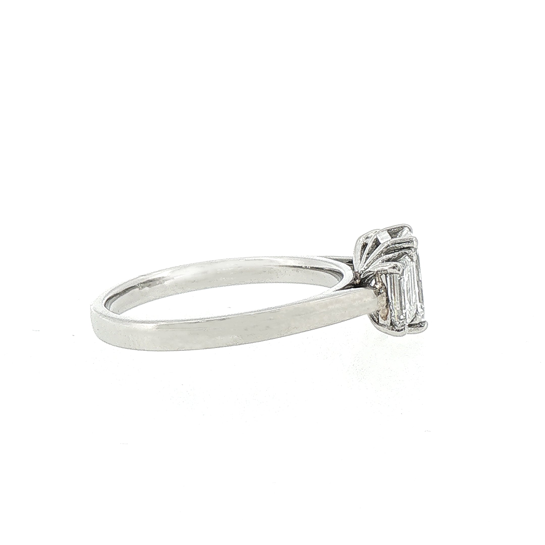 1.78ct E/F VS2 GIA Certified 3 Stone Emerald Cut Natural Diamond Ring Set in 18ct Platinum