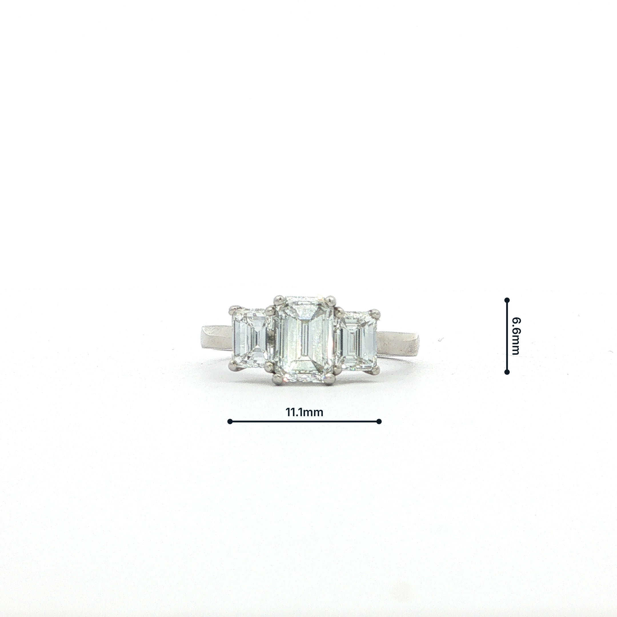 1.78ct E/F VS2 GIA Certified 3 Stone Emerald Cut Natural Diamond Ring Set in 18ct Platinum