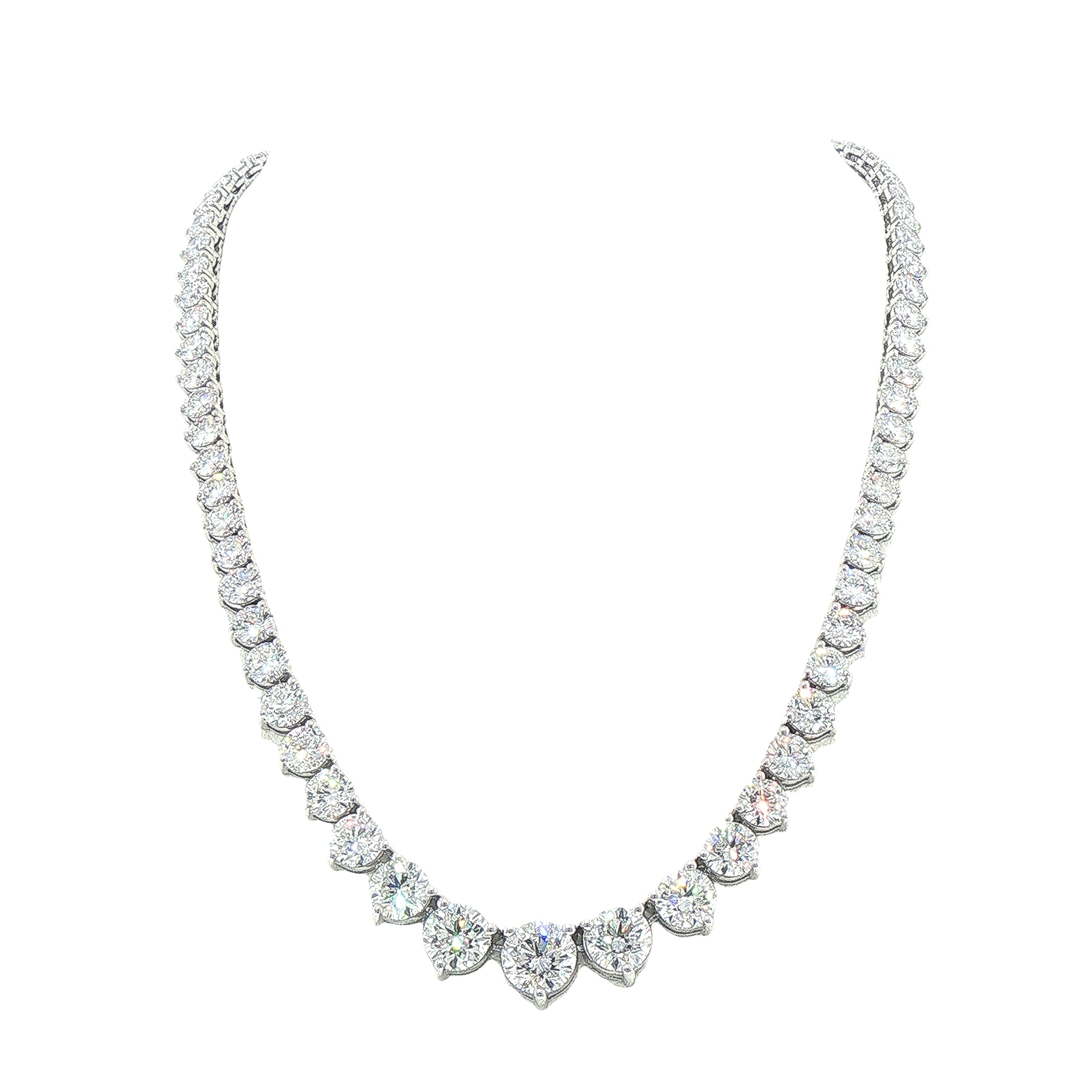 Graduated Natural Diamond Line Necklet 18ct White Gold
