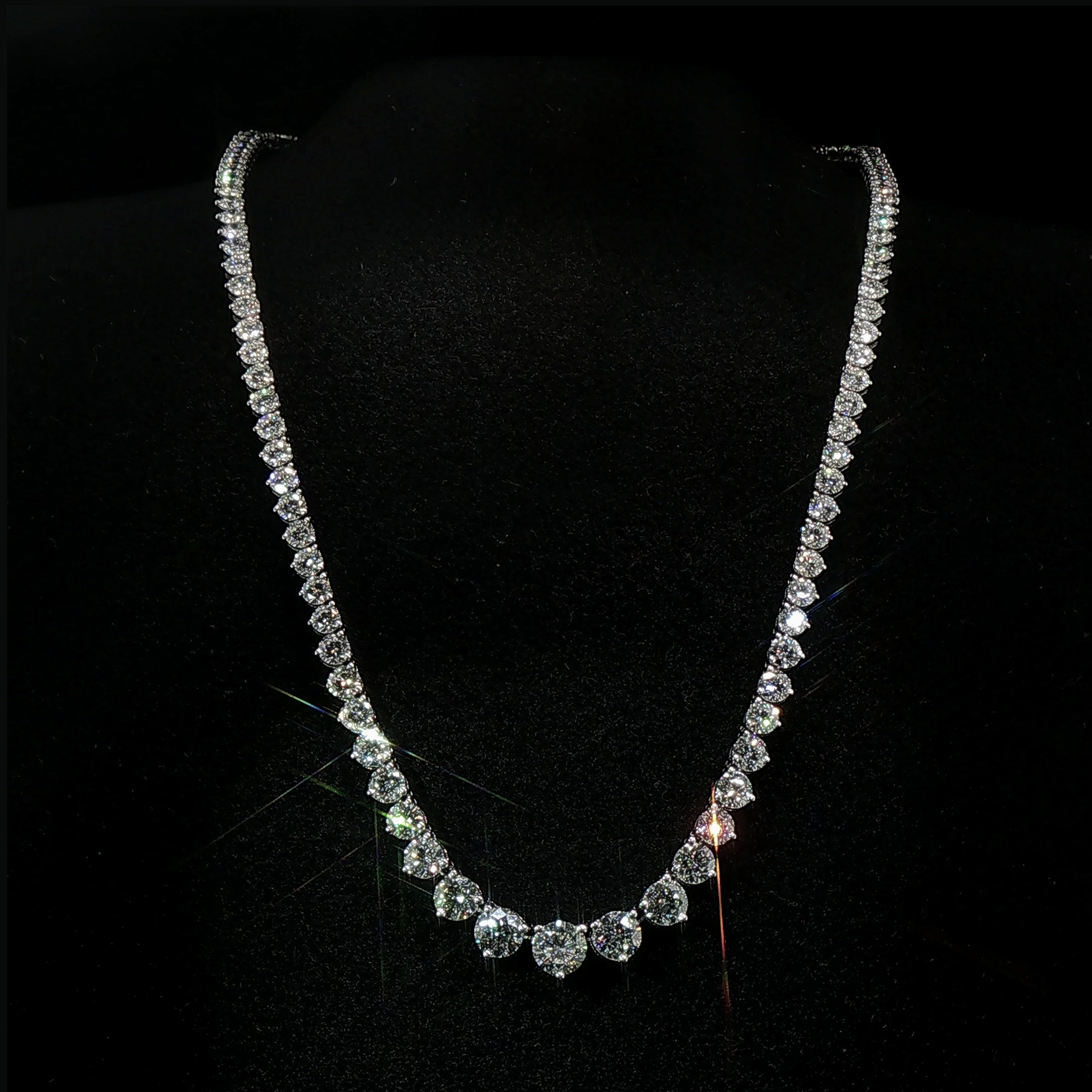 Graduated Natural Diamond Line Necklet 18ct White Gold