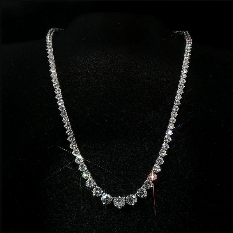 Graduated Natural Diamond Line Necklet 18ct White Gold