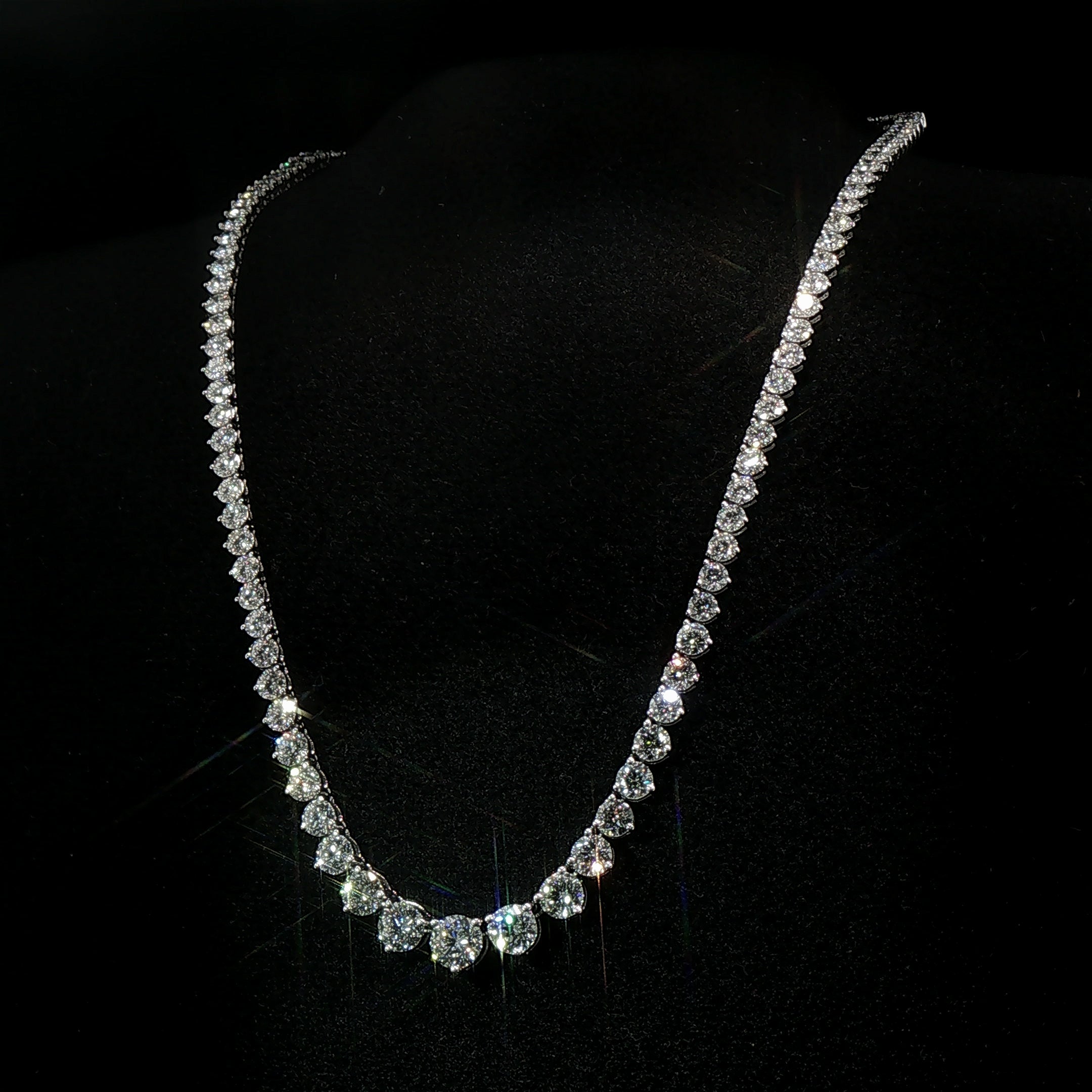 Graduated Natural Diamond Line Necklet 18ct White Gold