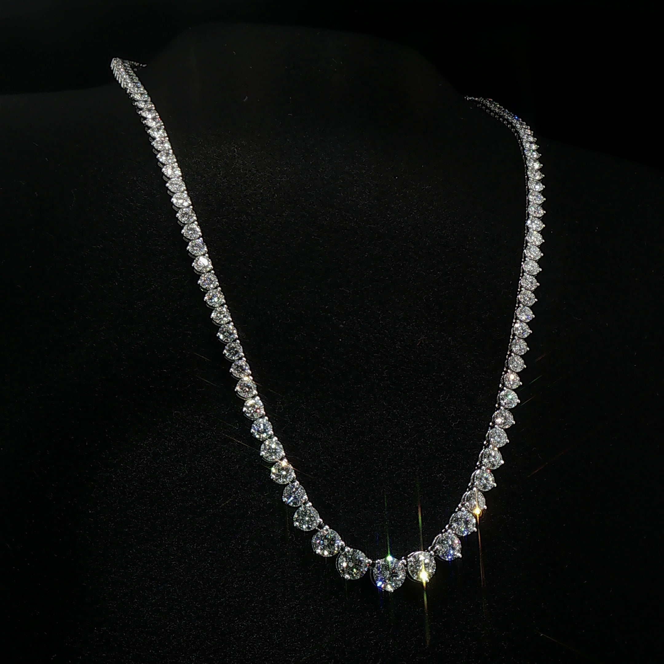 Graduated Natural Diamond Line Necklet 18ct White Gold