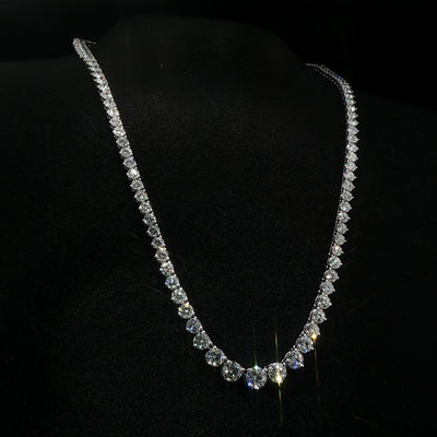 Graduated Natural Diamond Line Necklet 18ct White Gold
