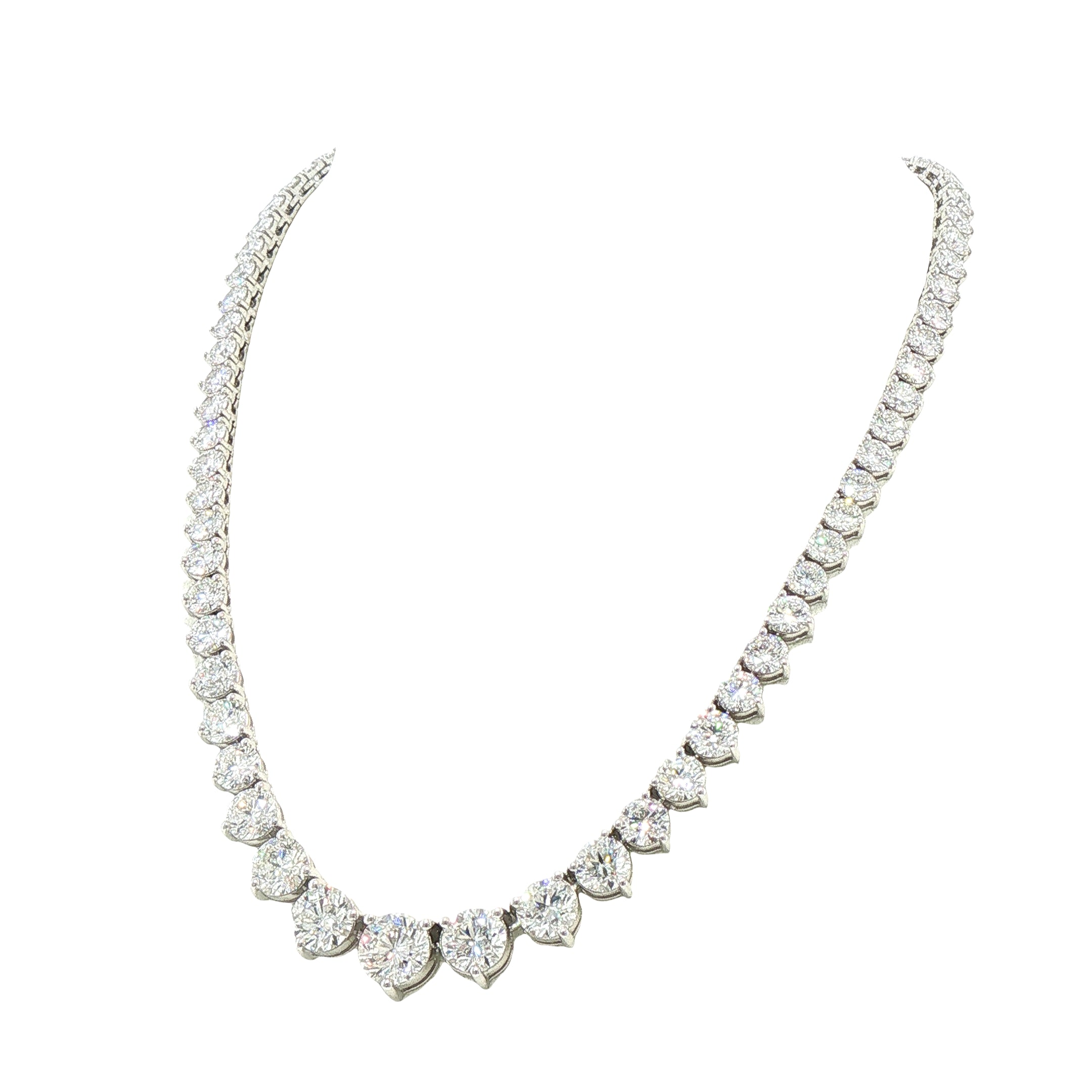 Graduated Natural Diamond Line Necklet 18ct White Gold