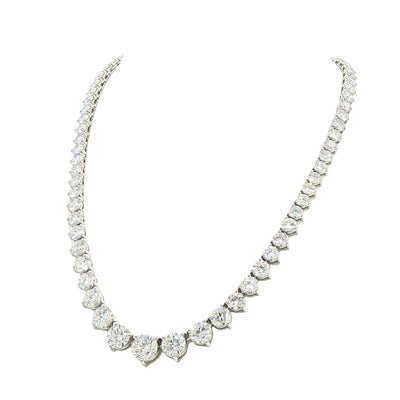 Graduated Natural Diamond Line Necklet 18ct White Gold