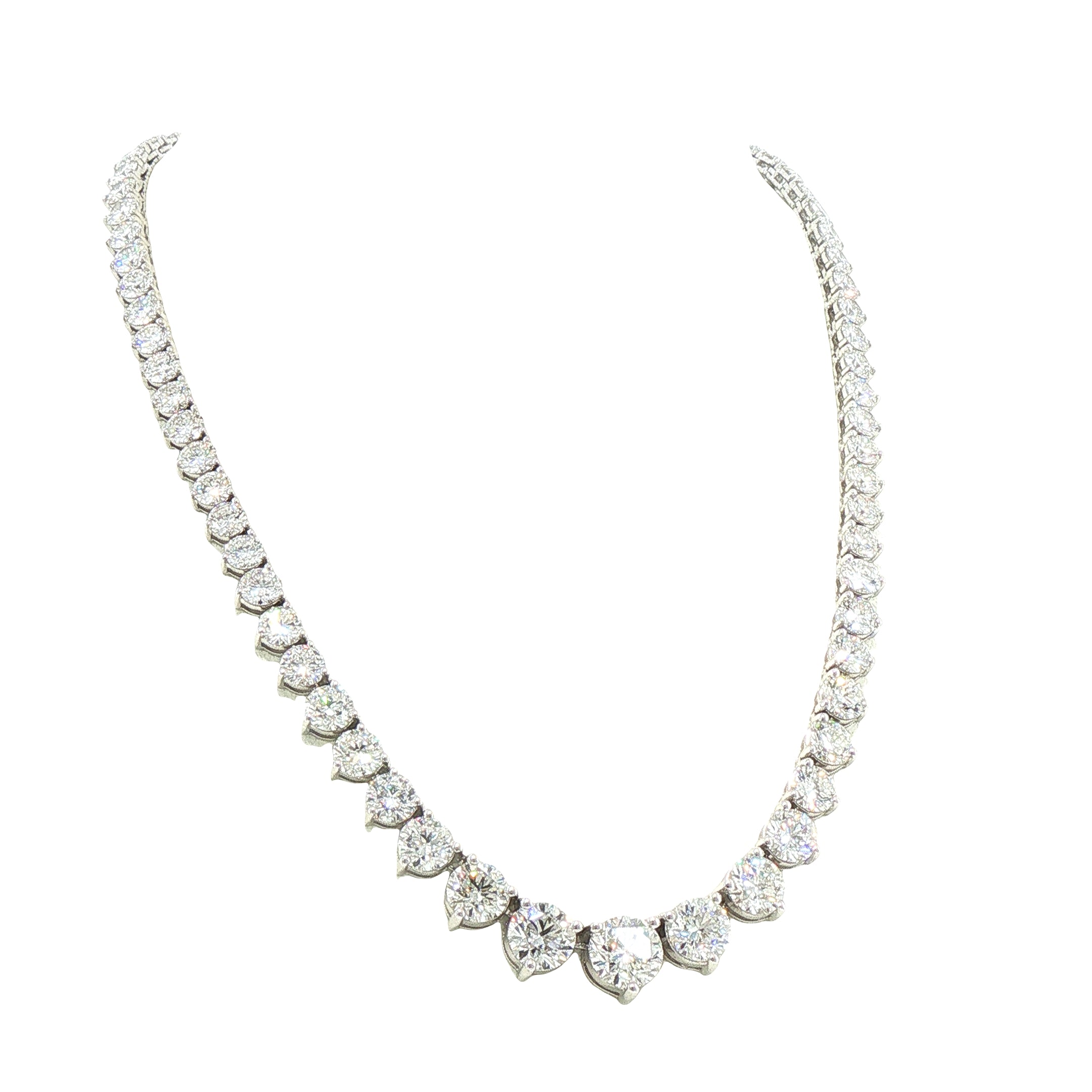 Graduated Natural Diamond Line Necklet 18ct White Gold