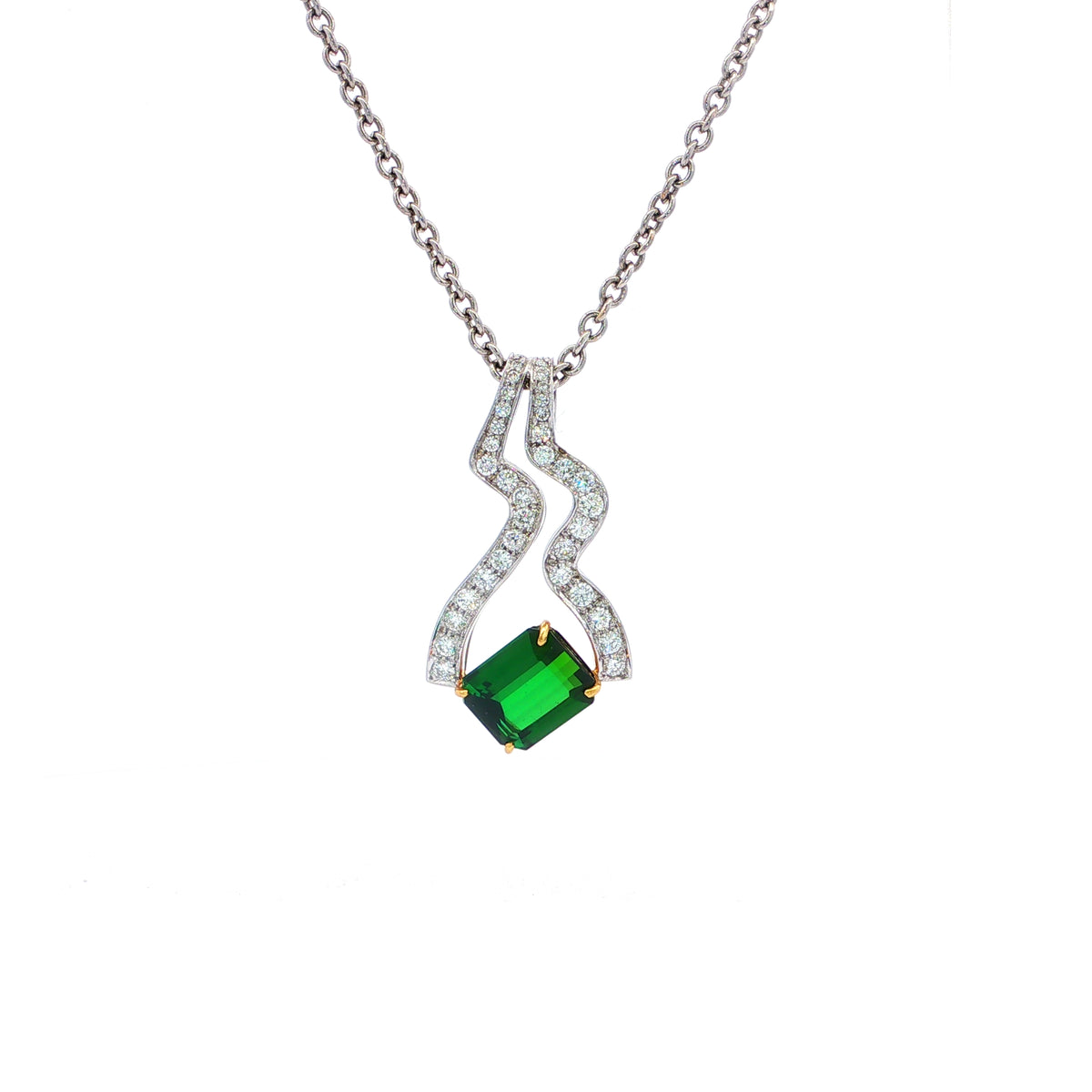 18ct White Tourmaline and Natural Diamond Necklace