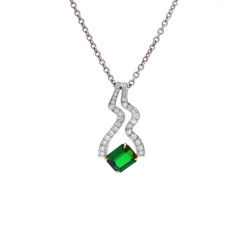 18ct White Tourmaline and Natural Diamond Necklace