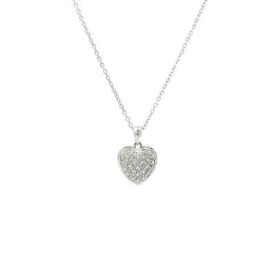 Vintage Natural Diamond Heart Pendant Necklace in 18ct White Gold