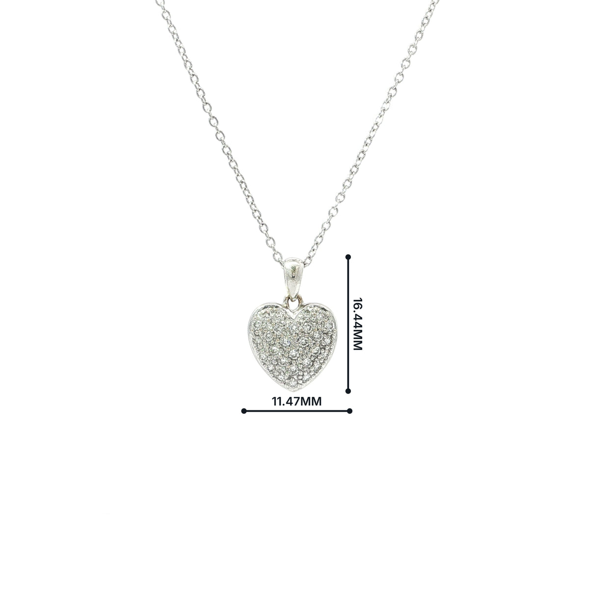 Vintage Natural Diamond Heart Pendant Necklace in 18ct White Gold