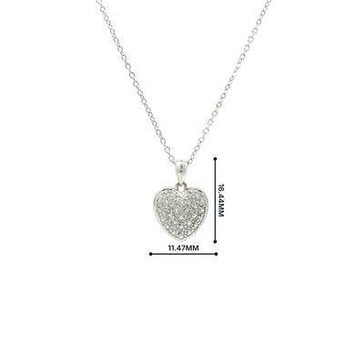 Vintage Natural Diamond Heart Pendant Necklace in 18ct White Gold