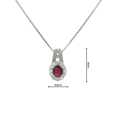 Vintage Oval Ruby And Natural Diamond Cluster Pendant Set In Platinum