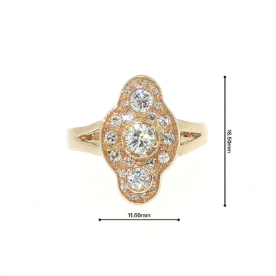 Vintage Natural Diamond Multi-stone Panel Cluster Ring in 18ct Yellow Gold