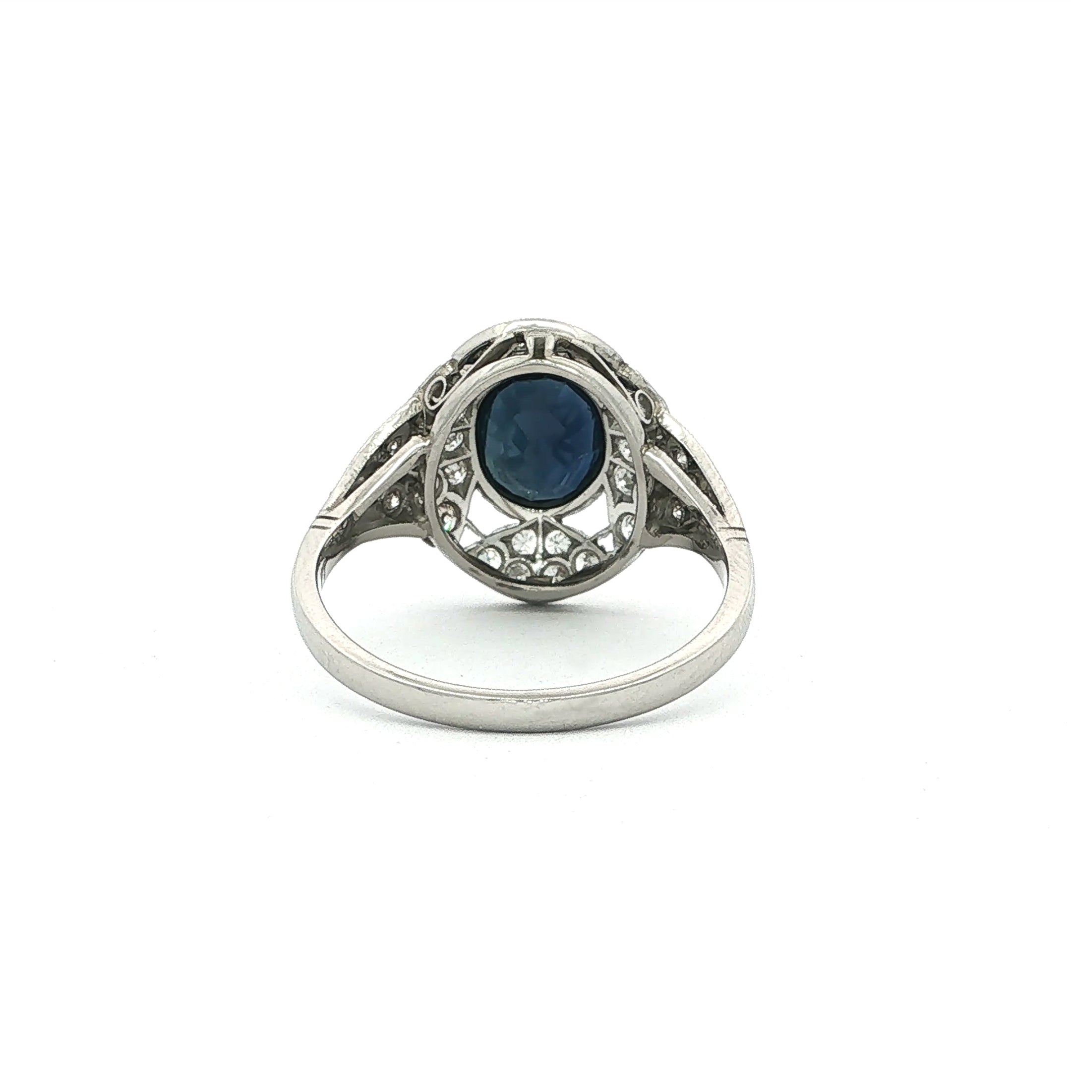 1.86ct Vintage Sapphire & Diamond Oval Art Deco Style Dress Ring in Platinum.