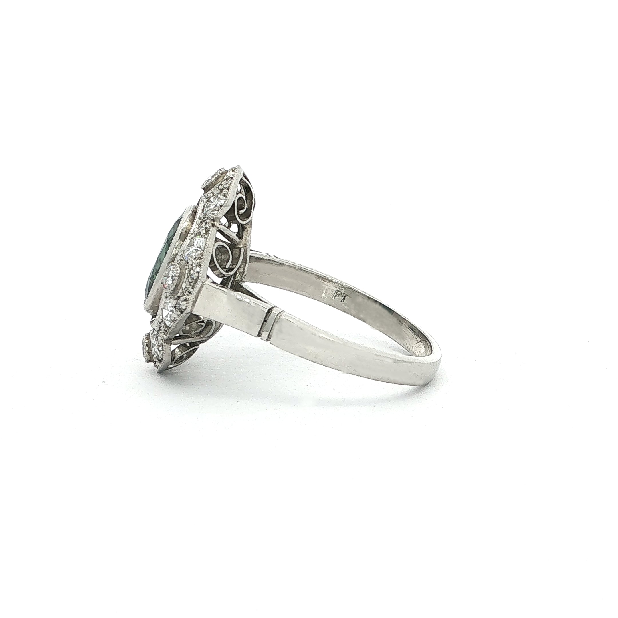 1.46ct Oval Sapphire & Natural Diamond Art Deco Style Dress Ring in 18ct White Gold
