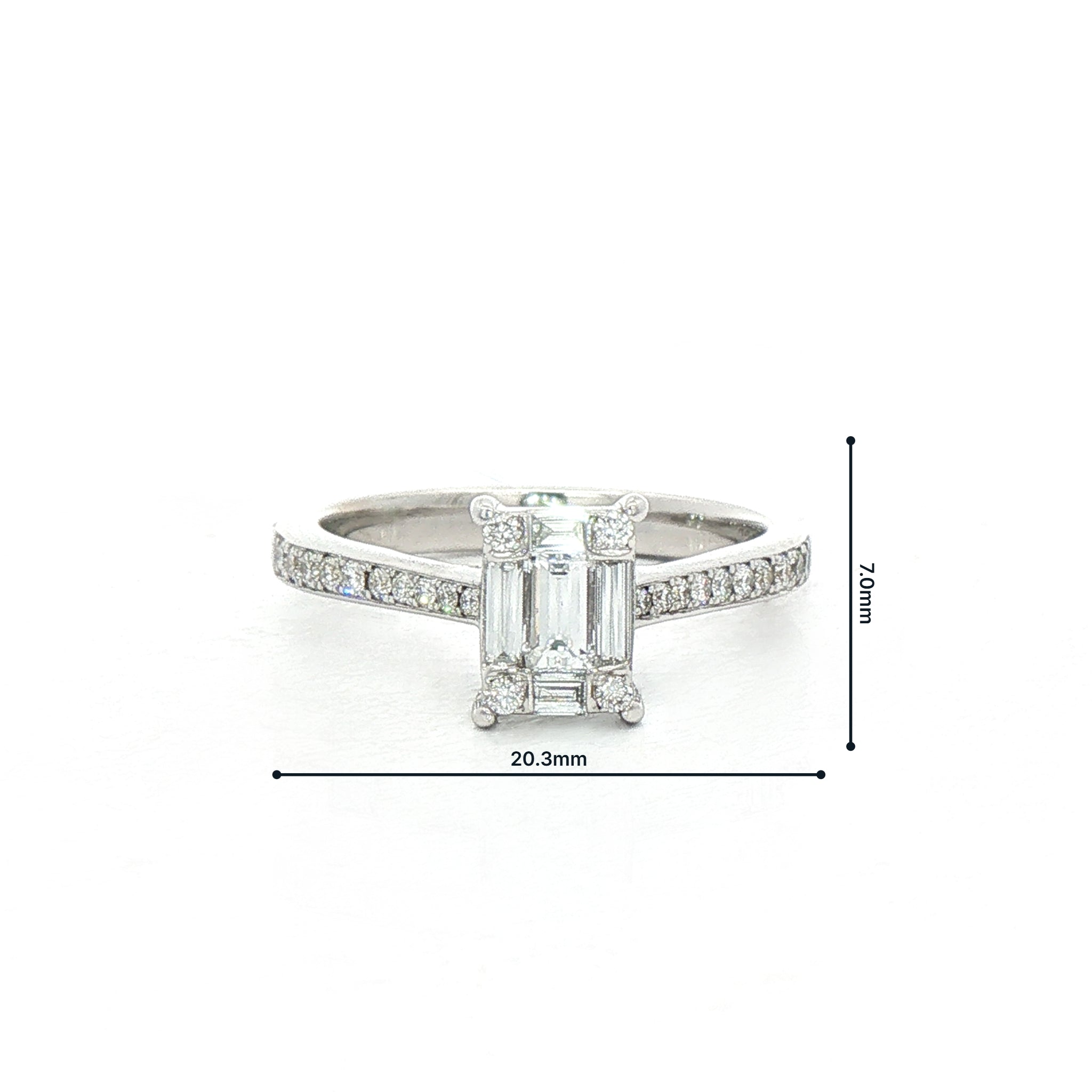 Multi-Stone Vintage Natural Diamond Dress Ring in 18ct White Gold.