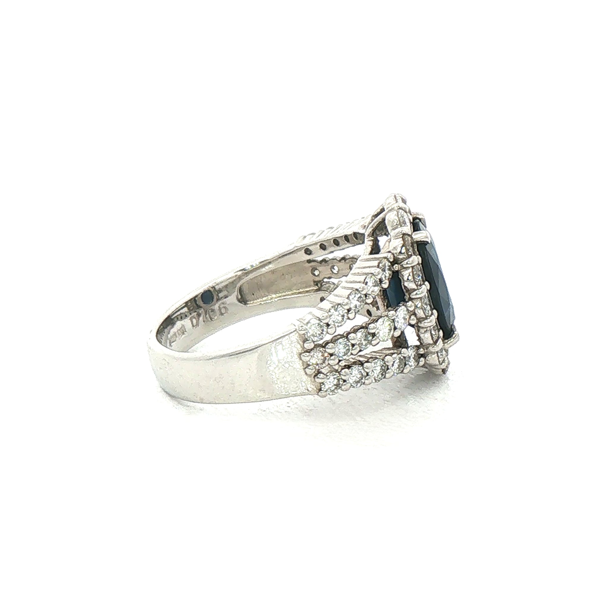 2.64ct Oval Sapphire & 1.06ct Natural Diamond Halo Split Shank Cluster Dress Ring in 18ct White Gold