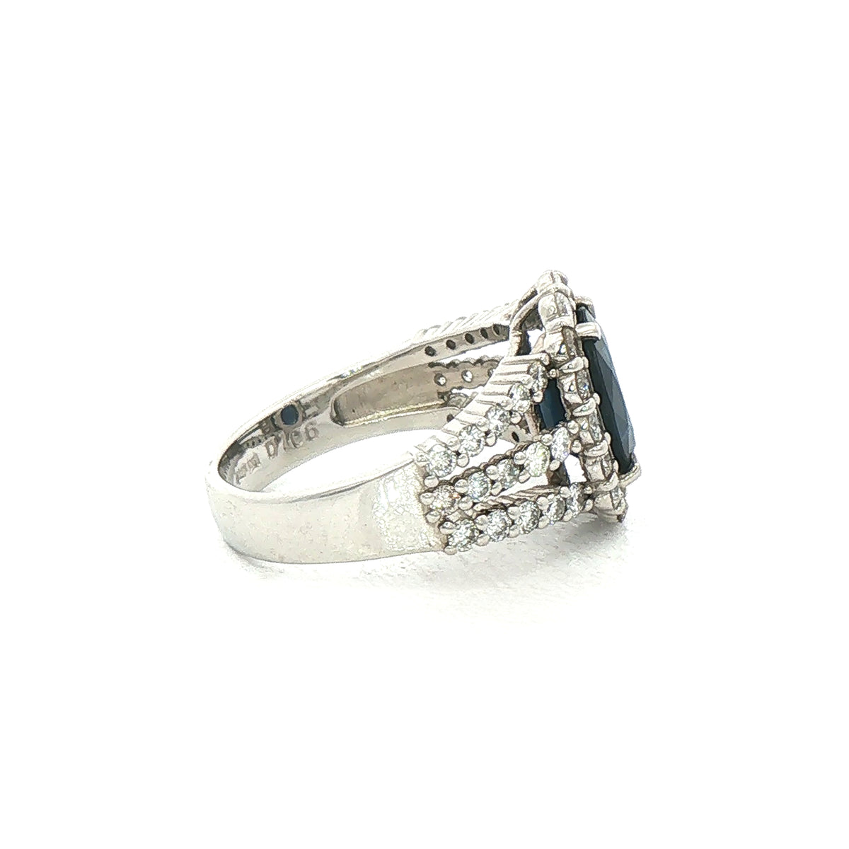 2.64ct Oval Sapphire & 1.06ct Natural Diamond Halo Split Shank Cluster Dress Ring in 18ct White Gold