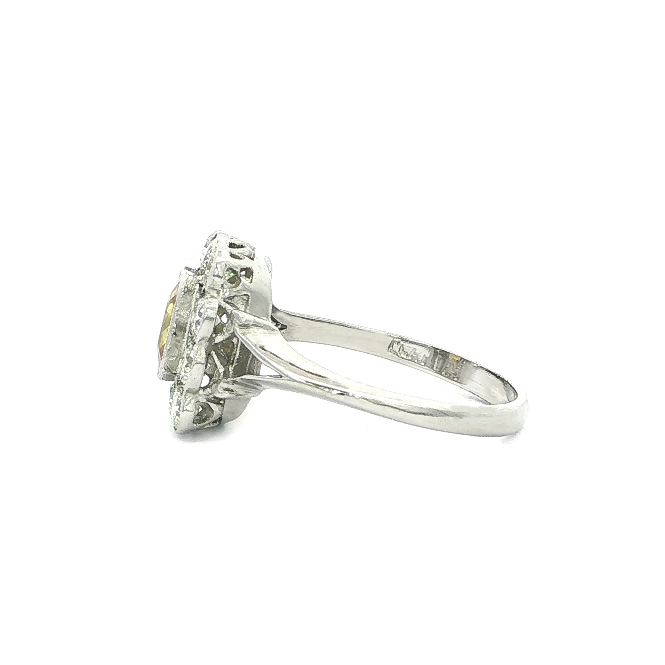 1.20ct Yellow Sapphire Emeral Cut & 0.80ct Natural Diamond Closter Ring in Platinum