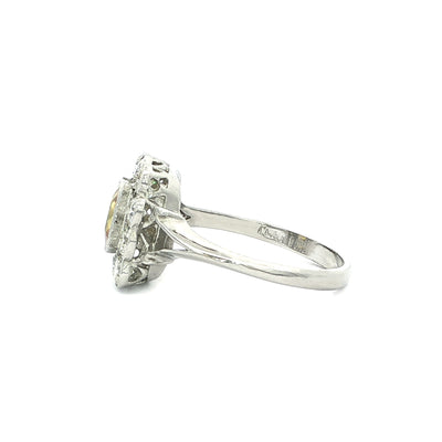 1.20ct Yellow Sapphire Emeral Cut & 0.80ct Natural Diamond Closter Ring in Platinum