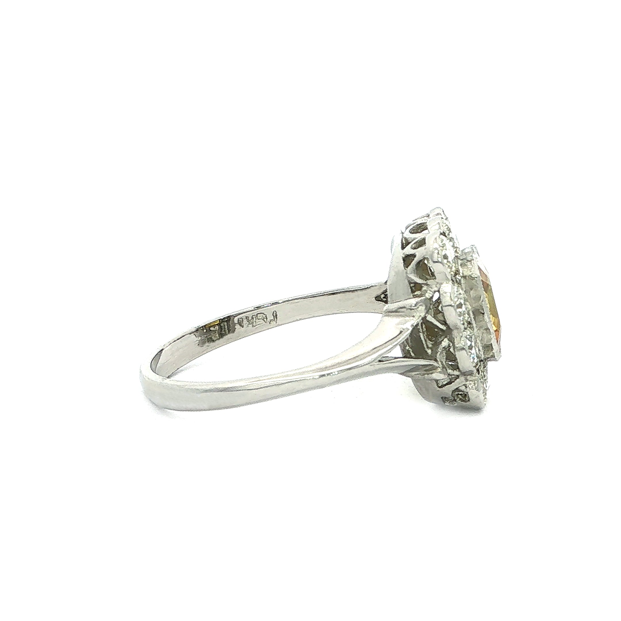 1.20ct Yellow Sapphire Emeral Cut & 0.80ct Natural Diamond Closter Ring in Platinum