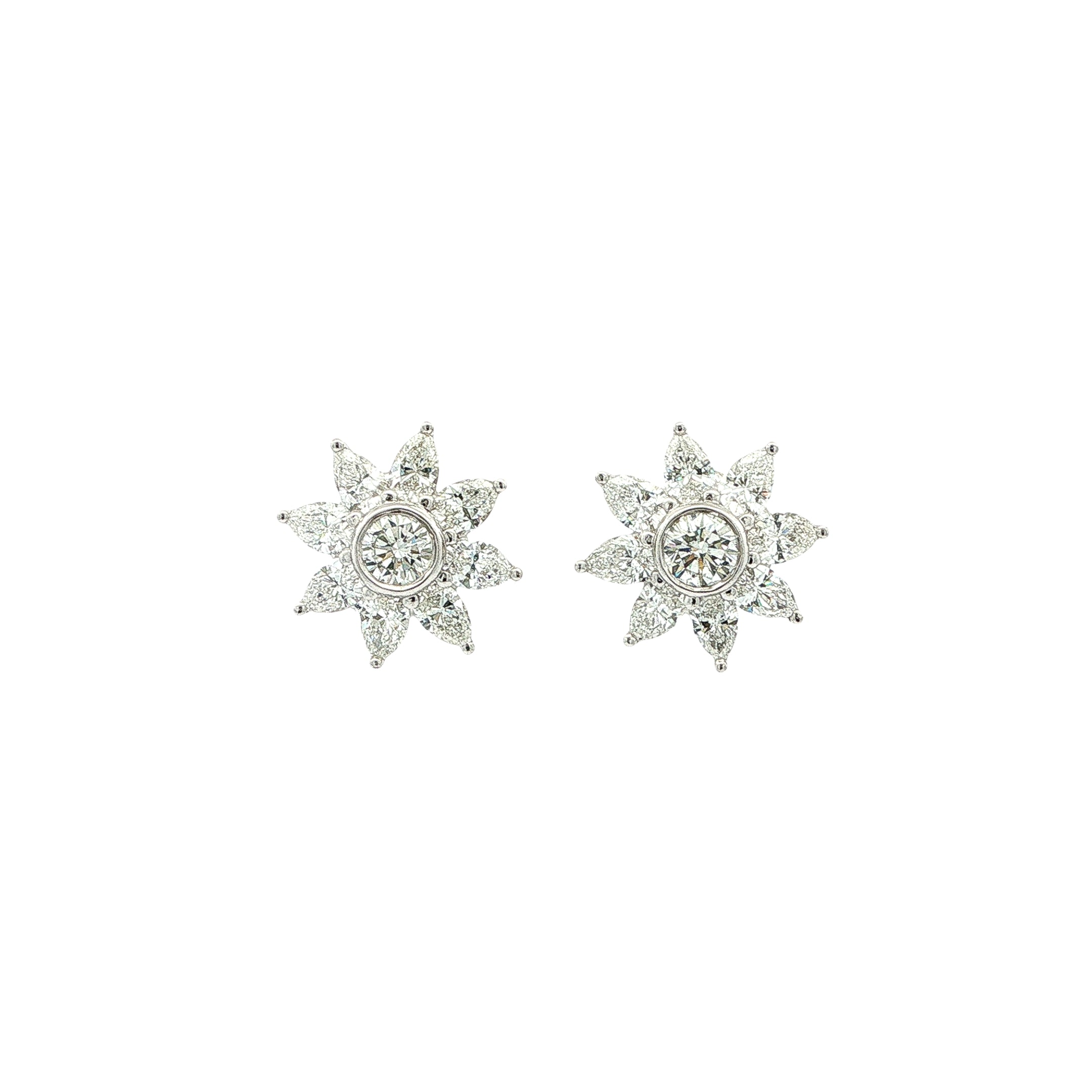 Natural Diamond Vintage Tiffany Floral Cluster Earrings in Platinum